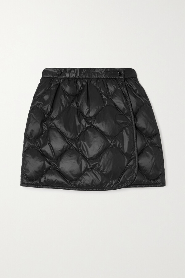 Hailey Quilted Vegan Leather Skirt in Black