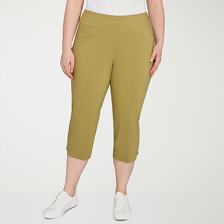 Hearts Of Palm Womens Straight Mid Rise Plus Capri Pant