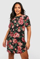 Thumbnail for your product : boohoo Plus Floral Cap Sleeve Shift Dress