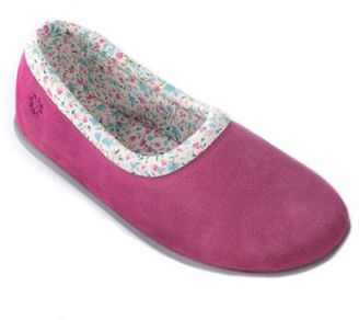 Free-Step Fuchsia suede ladies full slipper