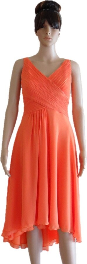 Etsy Orange Bridesmaid Dress. High Low Evening Chiffon Knee Length