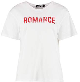 boohoo Romance Slogan Tee