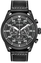Thumbnail for your product : Citizen Eco-Drive Black Stainless Steel Leather Strap Watch