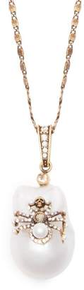 Alexander McQueen Spider Crystal And Pearl Necklace - Womens - Pearl