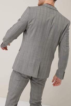 Next Mens Light Grey Slim Fit Check Suit: Jacket