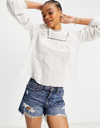 Vero Moda blouse with lace inserts in white - ShopStyle Tops