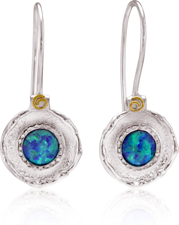 Isla Silver Blue / Silver Handmade Blue Fire Opal Drop Earrings