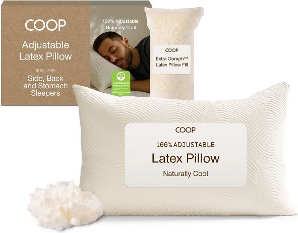Coop Home Goods CoopHomeGoodsAdjustableLatexPillowQueen,withTalalayLatex&MicrofiberFill,NaturallyCooling,Eco-Friendly,MediumFirmSupport