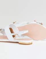 Thumbnail for your product : Dune Two Part Flat Leather Sandal in White with Flower Embellishment