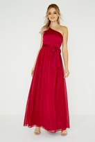 Thumbnail for your product : Little Mistress Bridesmaid Pearl One Shoulder Satin Top Maxi Dress
