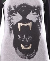 Thumbnail for your product : ChicNova Tiger Head Print Leather Splicing Long T-shirt