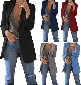  Winter Coats for Women Wool Blend 3/4 Sleeve Mid-Long Coat  Notch Breasted Lapel Jacket Classic Open Front Outwear : Clothing, Shoes &  Jewelry