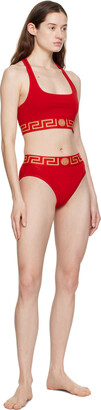 Versace Underwear Red Greca Border Bra