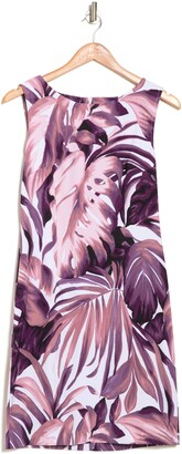 Connected Apparel Tropical Print Bateau Neck Sleeveless Dress