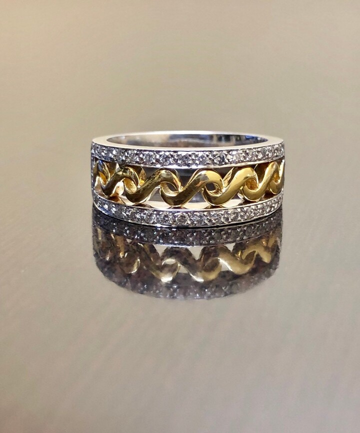 Etsy 18K White Gold Men's Engagement Ring - Wedding Band Diamond