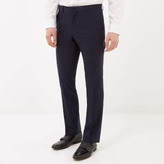 River Island Mens Navy premium wool-blend slim suit trousers