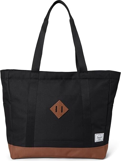 Herschel Heritage Tote Weekender/Overnight Luggage Black/Saddle Brown, Fleece