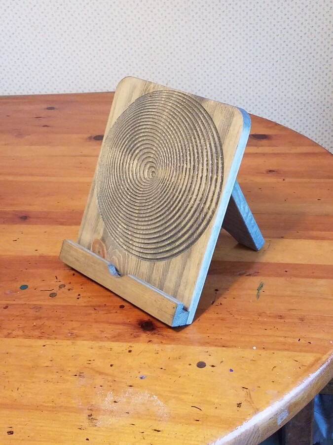 Etsy Ipad Stand 3-D Optical Illusion Carved Wood Charging Dock
