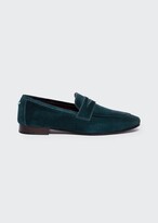 Thumbnail for your product : Bougeotte Suede Slip-On Penny Loafers, Teal