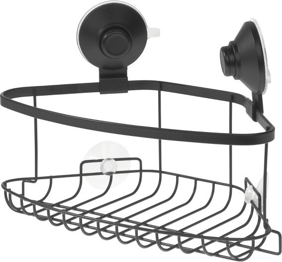 iDesign Everett Matte Black Push-Lock Suction Shower Caddy
