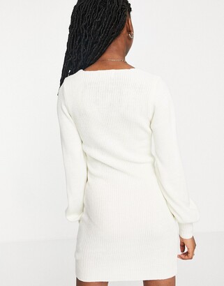PERRIE SIAN CREAM KNIT DRESS WITH CINCHED WAIST