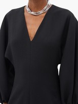 Thumbnail for your product : Valentino Balloon-sleeve Fluted-hem Wool-blend Crepe Dress - Black