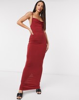 Thumbnail for your product : ASOS Tall ASOS DESIGN Tall cami cowl maxi dress in oxblood
