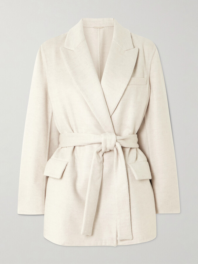 Brunello Cucinelli Belted Wool Blazer - Off-white