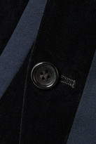Thumbnail for your product : Comme des Garcons GIRL - Striped Wool-blend And Velvet Blazer - Midnight blue