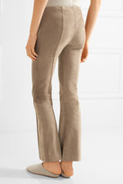 Thumbnail for your product : The Row Beca Cropped Stretch-suede Flared Pants - Sand