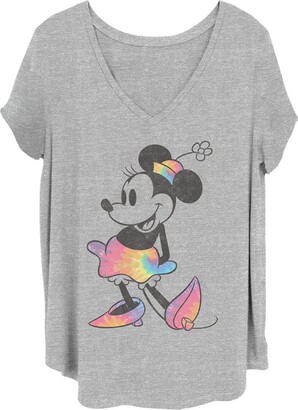 Disney Women's Classic Mickey Tie Dye Minnie Junior's Plus Short Sleeve Tee Shirt