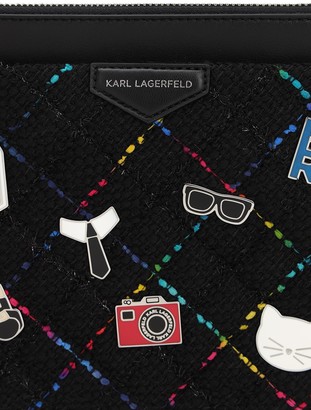 Karl Lagerfeld Paris K Studio Leather & Tweed Pouch