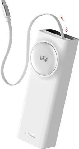 WOOJONG iWALK Laptop Power Bank, 20000mAh 65W Portable Charger with Built-in 2.3ft Retractable USB-C Cable & LED Display - Triple Outputs for MacBook...