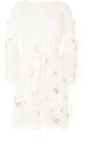Thumbnail for your product : Marchesa Feather Embellished Lace Dress