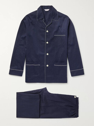 Derek Rose Royal Pin-Dot Cotton-Jacquard Pyjama Set - Men - Blue - L