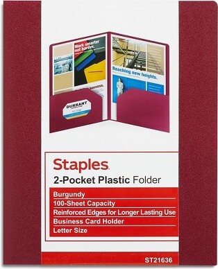 Staples Poly 2-Pocket Folders Burgundy Each (21636-CC/20634) 431490