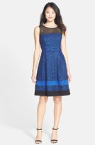 Thumbnail for your product : Eva Franco 'Cecil' Illusion Yoke Textured Fit & Flare Dress
