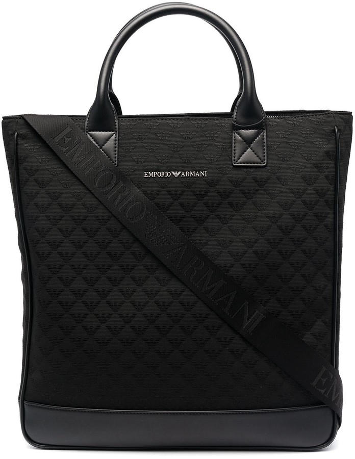 Emporio Armani Quilted Logo-Lettering Messenger Bag - ShopStyle