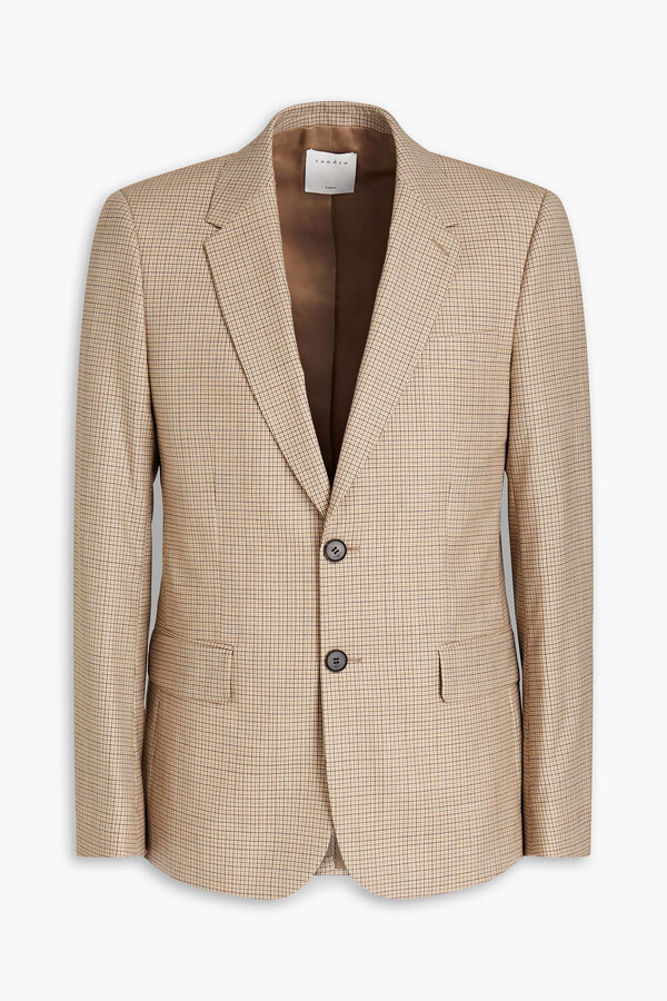 Sandro Gingham wool-canvas suit jacket - ShopStyle