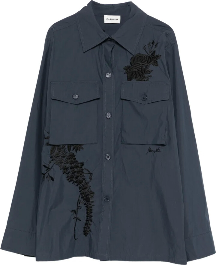 P.A.R.O.S.H. Ninja embroidered chest-pocket shirt