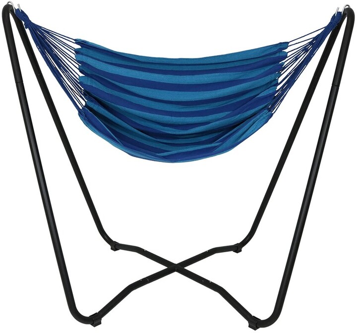 Sunnydaze Hanging Rope Hammock Chair Swing With Space-Saving Stand