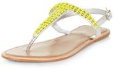 Teens Lime Leather Beaded Diamante Sandals