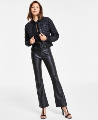 DKNY Women's Faux-Leather High-Rise Cargo Pants - ShopStyle