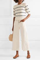 Thumbnail for your product : Veronica Beard Moss Striped Cable-knit Cotton Sweater - Navy