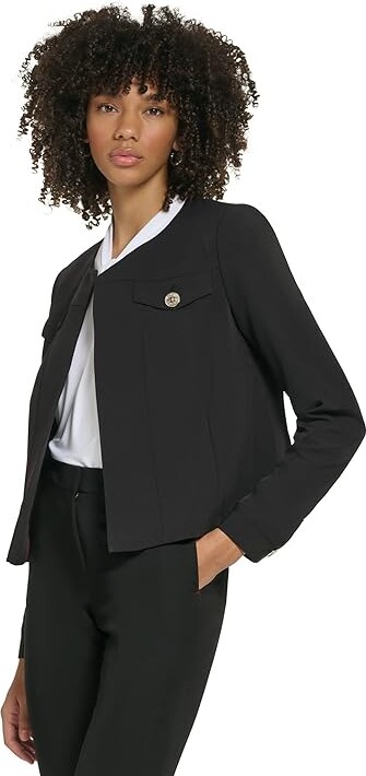 Tommy Hilfiger Solid Open Jacket (Black) Women's Clothing - ShopStyle