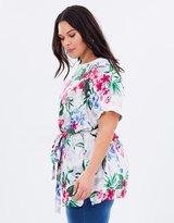 Thumbnail for your product : Tropical Print Soft Tie Waist Tunic Top