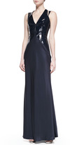 Thumbnail for your product : Cushnie Plunging Patent-Bodice Gown