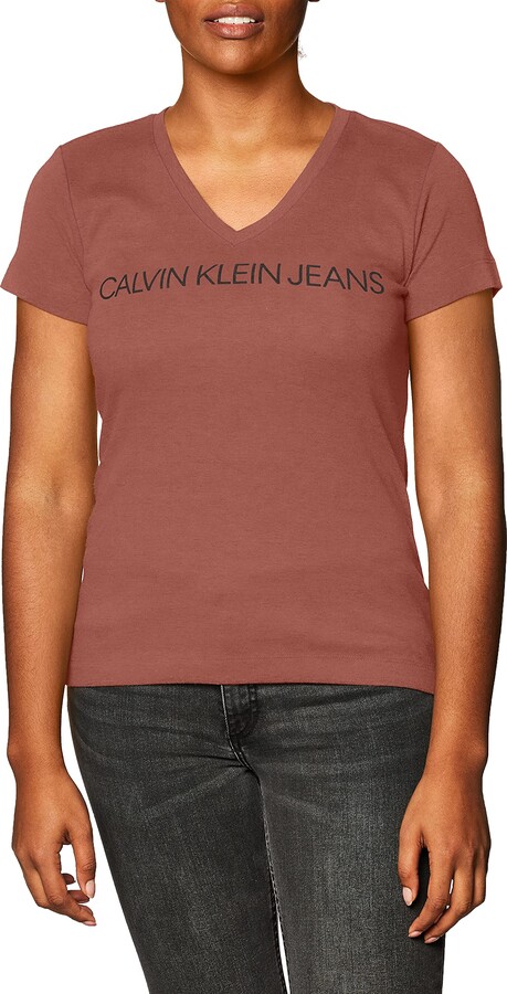 Calvin Klein Women's Short Sleeve Cropped Logo T-Shirt - ShopStyle