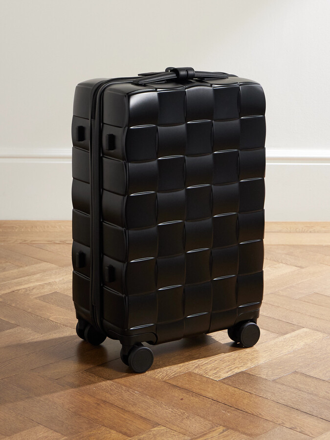 Odyssey 55cm Leather-Trimmed Intrecciato Polycarbonate Suitcase