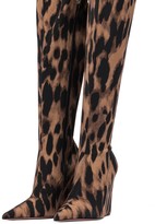 Thumbnail for your product : Amina Muaddi Danielle leopard-print over-the-knee boots